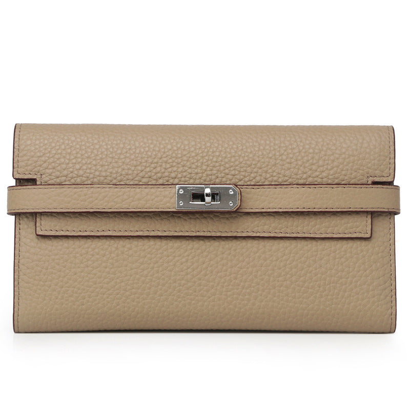 Women's Lychee Pattern Cowhide Clutch Long Genuine Ladies Wallets