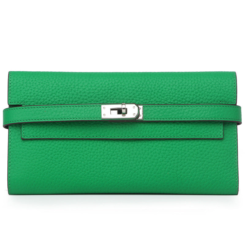Women's Lychee Pattern Cowhide Clutch Long Genuine Ladies Wallets