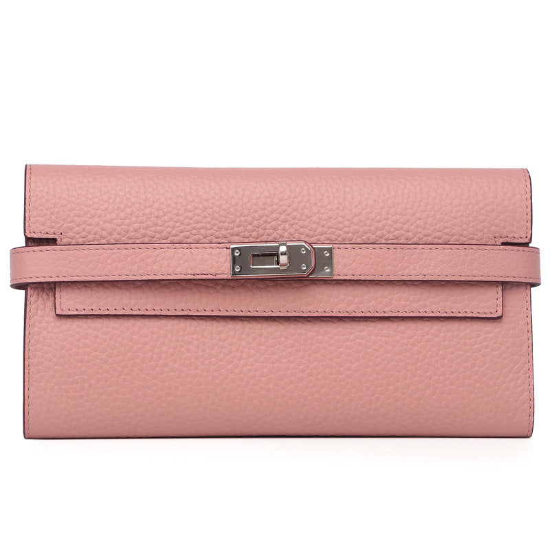 Women's Lychee Pattern Cowhide Clutch Long Genuine Ladies Wallets