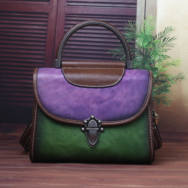 Women's First Layer Cowhide Mini Artificial Brush Shoulder Bags