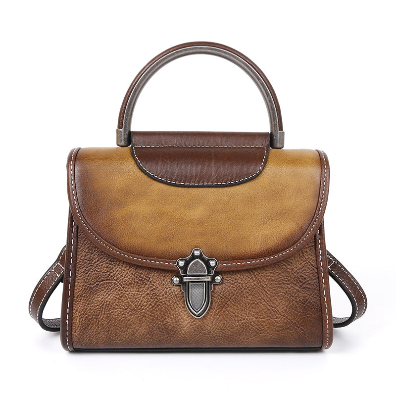 Women's First Layer Cowhide Mini Artificial Brush Shoulder Bags