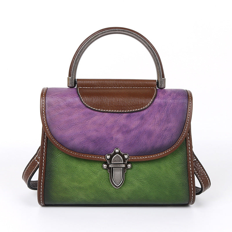 Women's First Layer Cowhide Mini Artificial Brush Shoulder Bags
