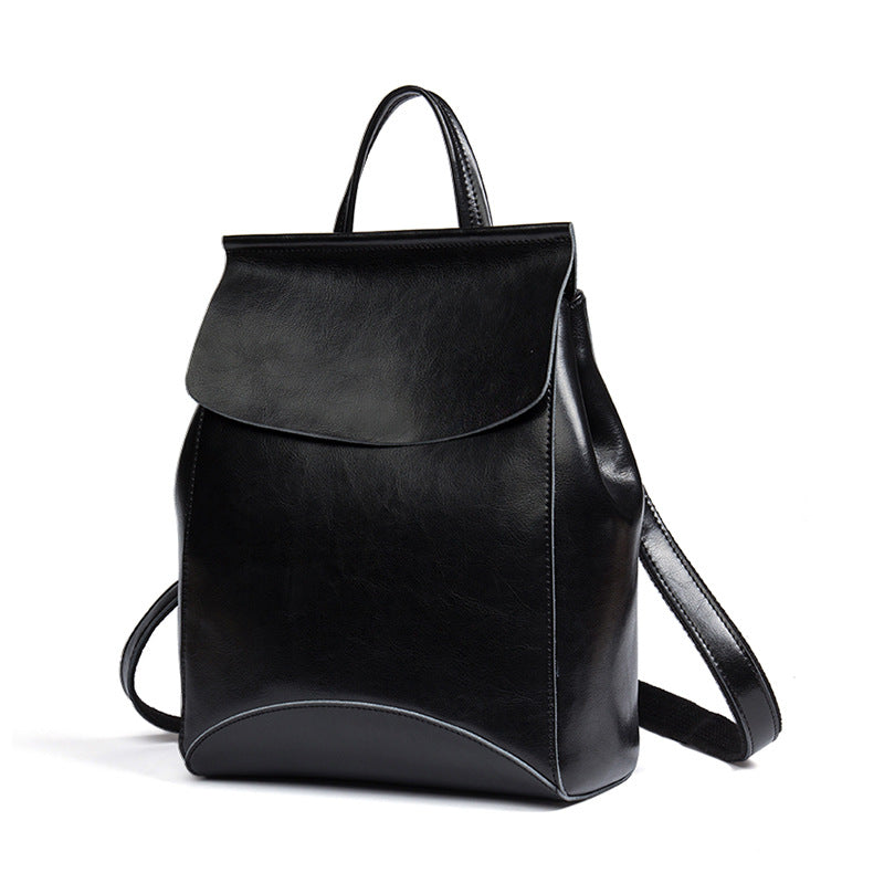 Women's Summer Genuine Leather Fan Portable Join Backpacks