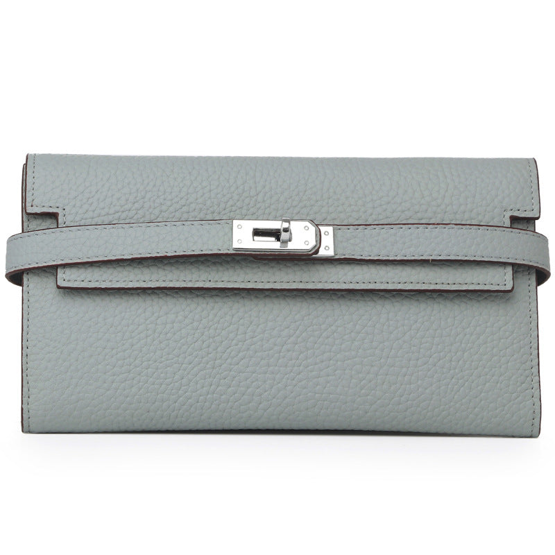 Women's Lychee Pattern Cowhide Clutch Long Genuine Ladies Wallets