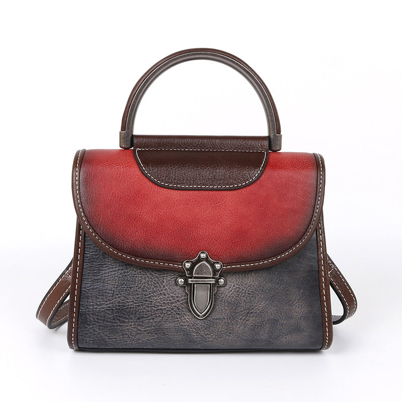 Women's First Layer Cowhide Mini Artificial Brush Shoulder Bags