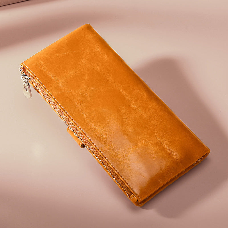 Women's Layer Cowhide Business Retro Long Lady's Ladies Wallets