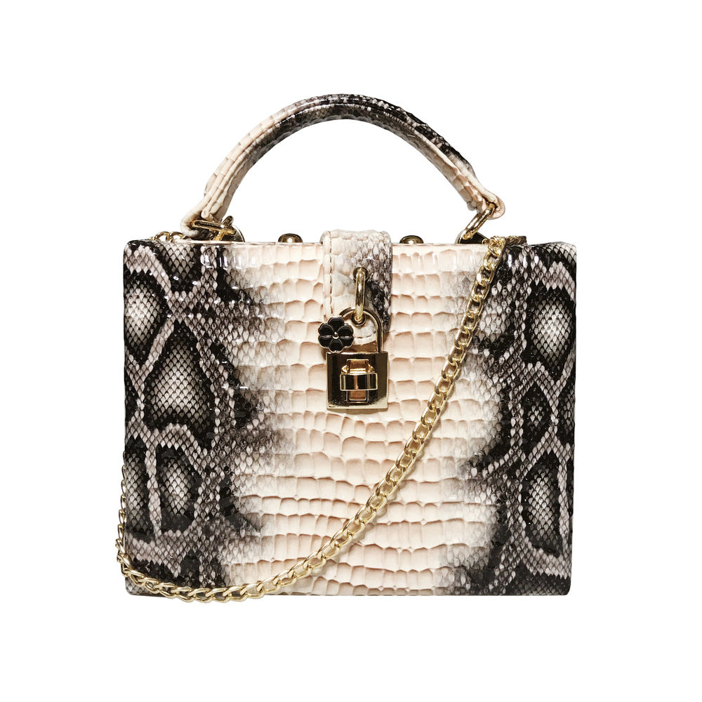 Women's Popular Python Print Leather Box Crossbody Bags