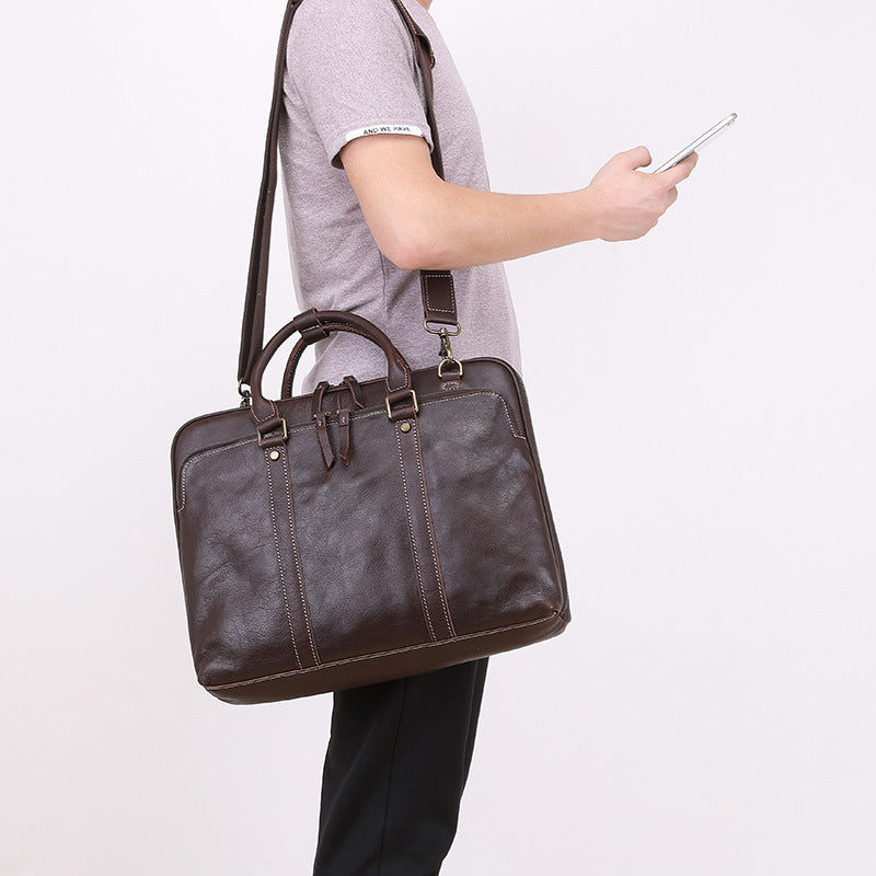 Men's Genuine Leather High-grade First Layer Cowhide Men's Handbags