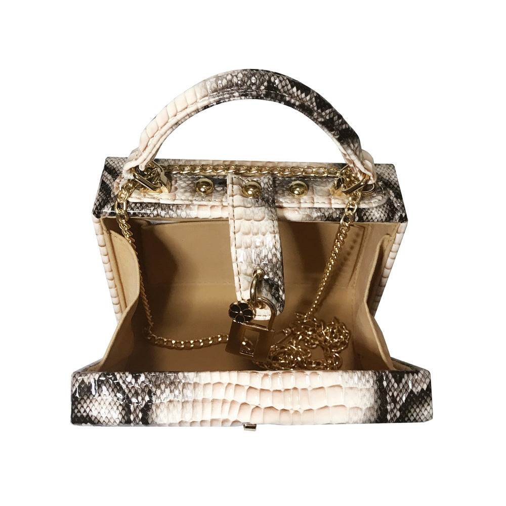 Women's Popular Python Print Leather Box Crossbody Bags