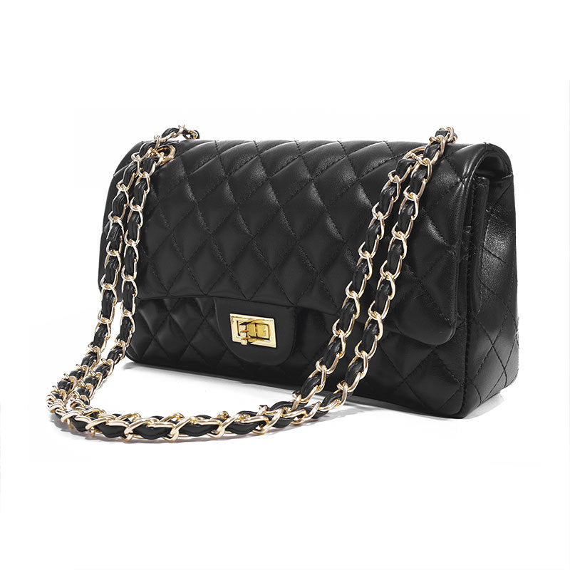 Women's Sheepskin Large Capacity Chain Single Portable Classic Style Bags