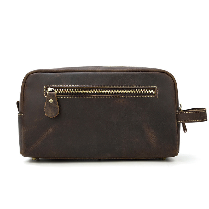 Men's Leather Clutch Retro Crazy Horse Neutral Wash Men's Handbags