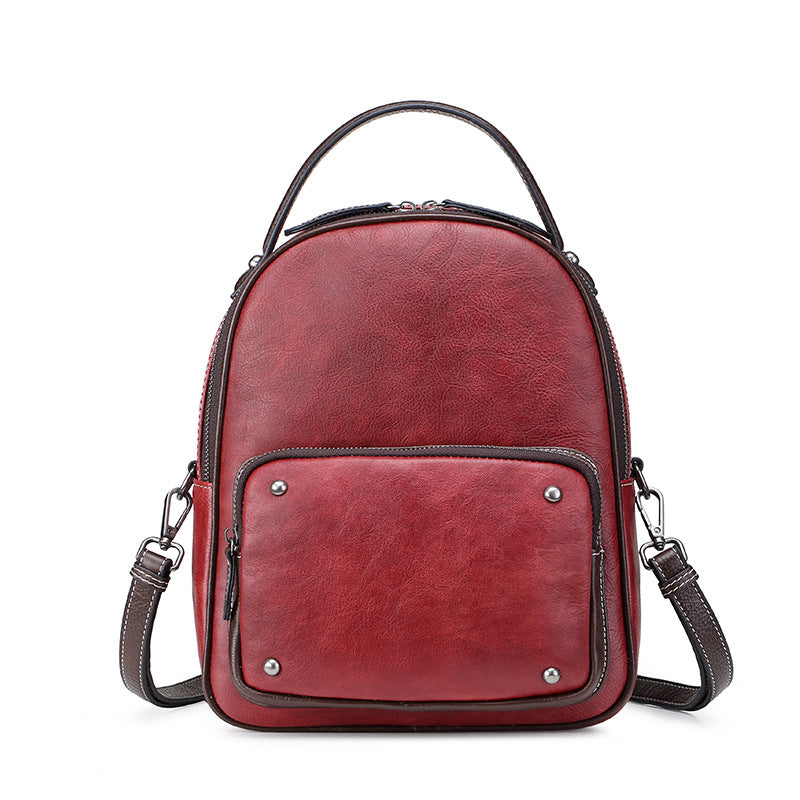 Women's First Layer Cowhide Retro Genuine Leather Backpacks