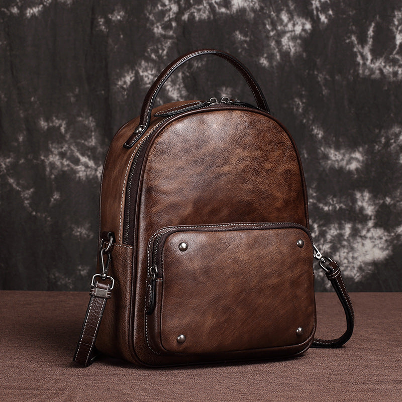 Women's First Layer Cowhide Retro Genuine Leather Backpacks