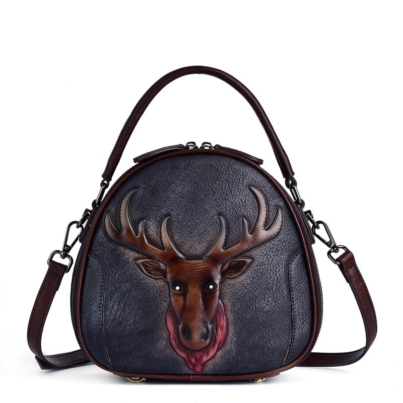 Women's First Layer Cowhide Retro Personality Fashion Handbags