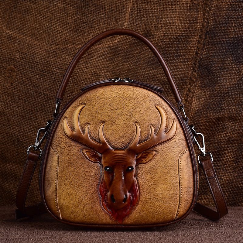 Women's First Layer Cowhide Retro Personality Fashion Handbags
