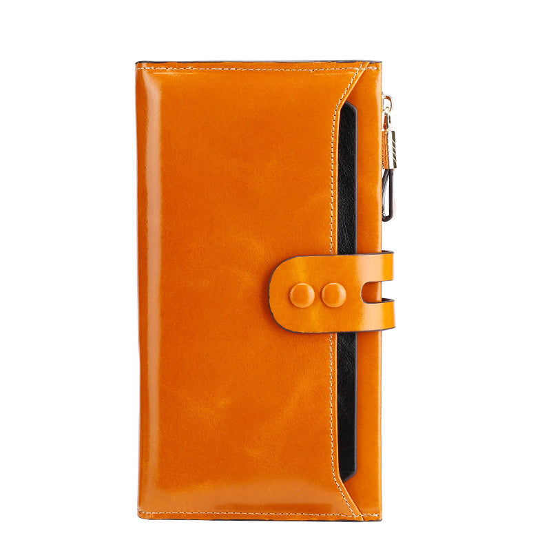 Genuine Leather Clutch Antimagnetic Vintage Oil Ladies Wallets