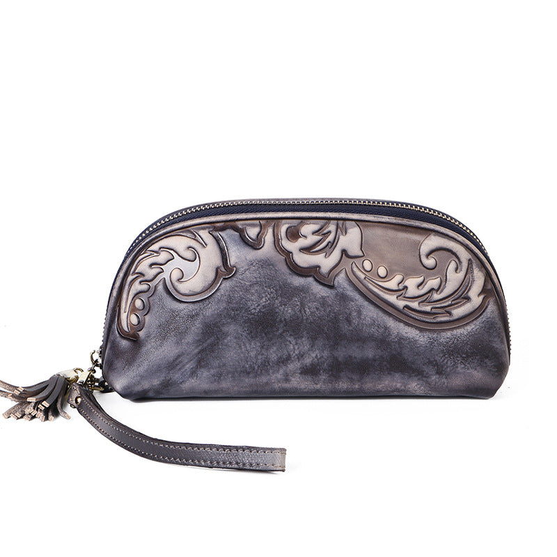 Women's Style Retro Genuine Leather Clutch Embossed Bags