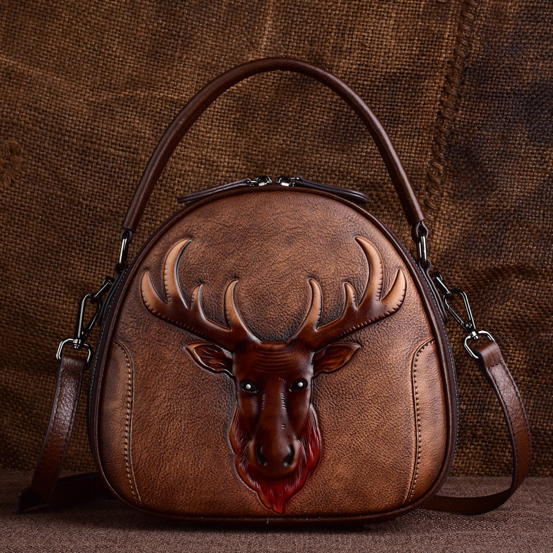 Women's First Layer Cowhide Retro Personality Fashion Handbags