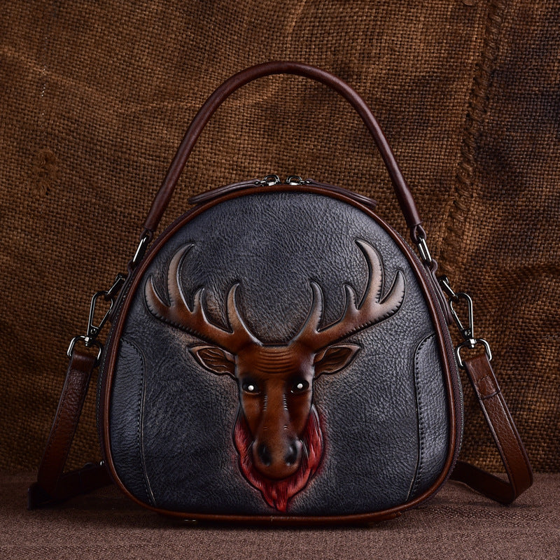 Women's First Layer Cowhide Retro Personality Fashion Handbags