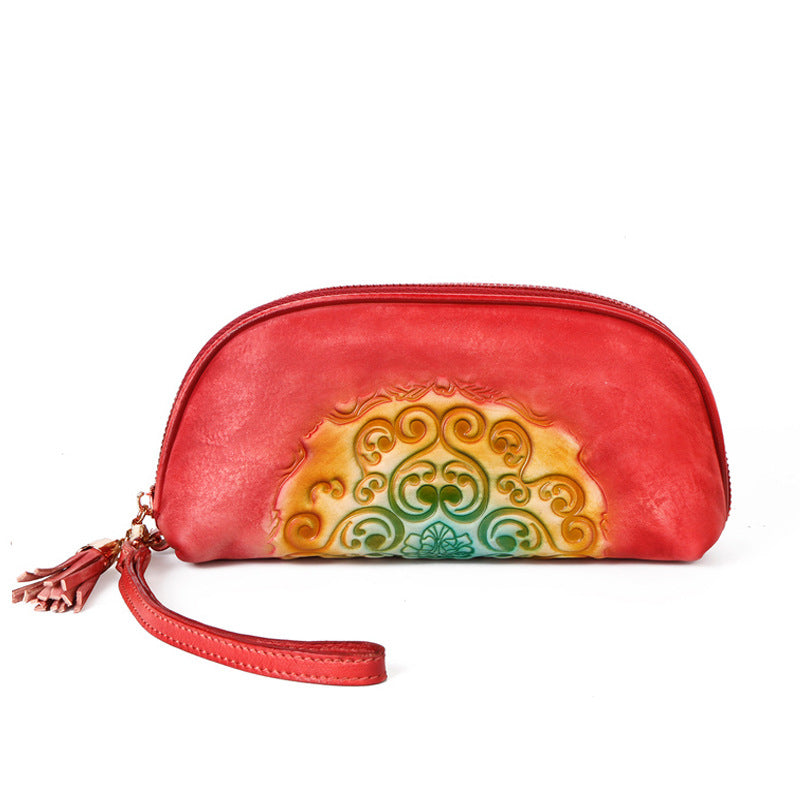Women's Style Retro Genuine Leather Clutch Embossed Bags