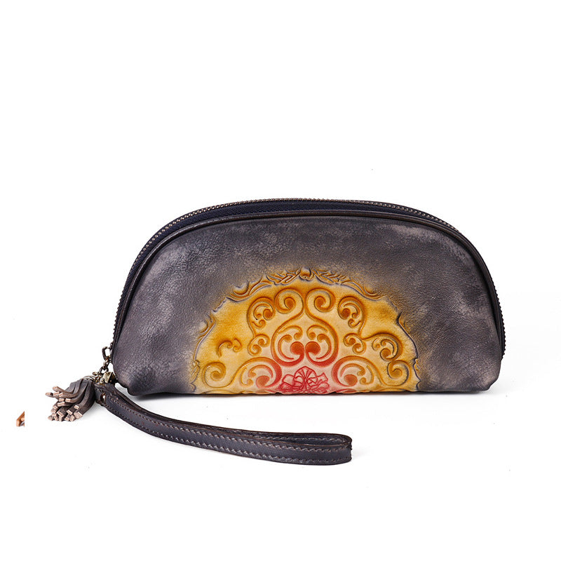 Women's Style Retro Genuine Leather Clutch Embossed Bags