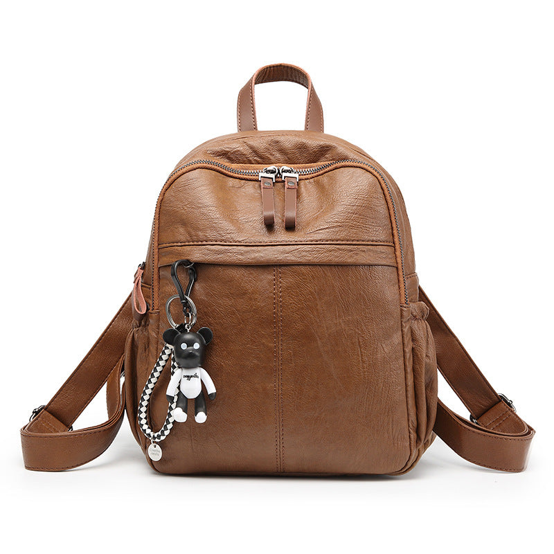 Korean Style Soft Leather Simple Trendy Backpacks