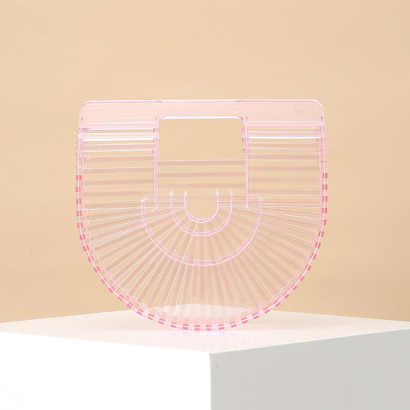 Women's Acrylic Hand-knitted Creative Basket Clutch Striped Evening Bags