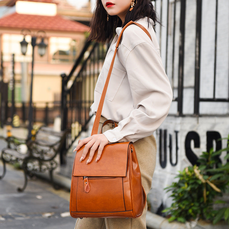 Women's Soft Leather Genuine Fashion Large Capacity Backpacks