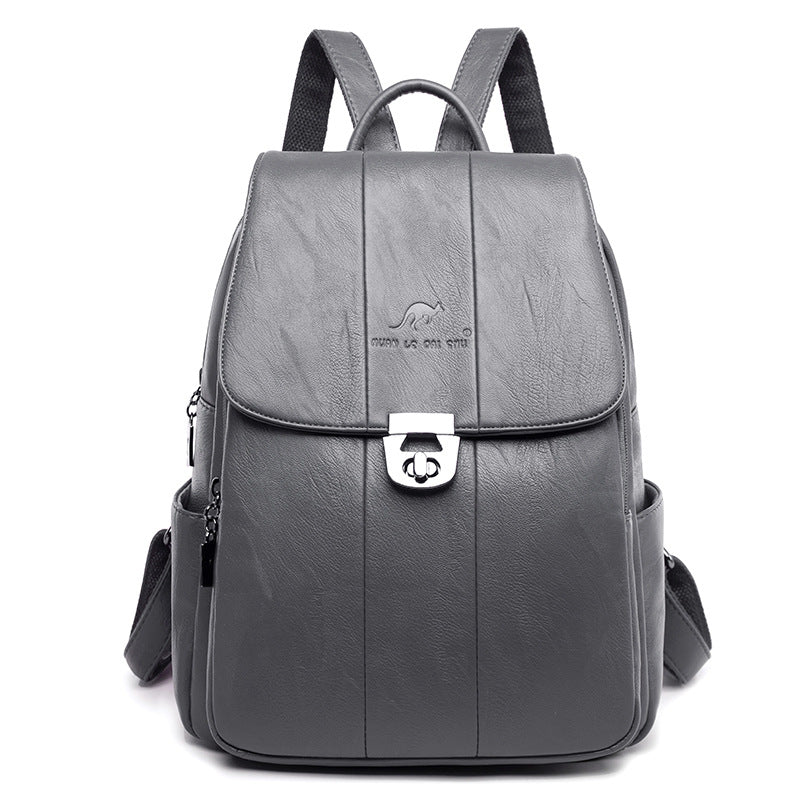 Slouchy Cool Cowhide Preppy Style Leisure Backpacks