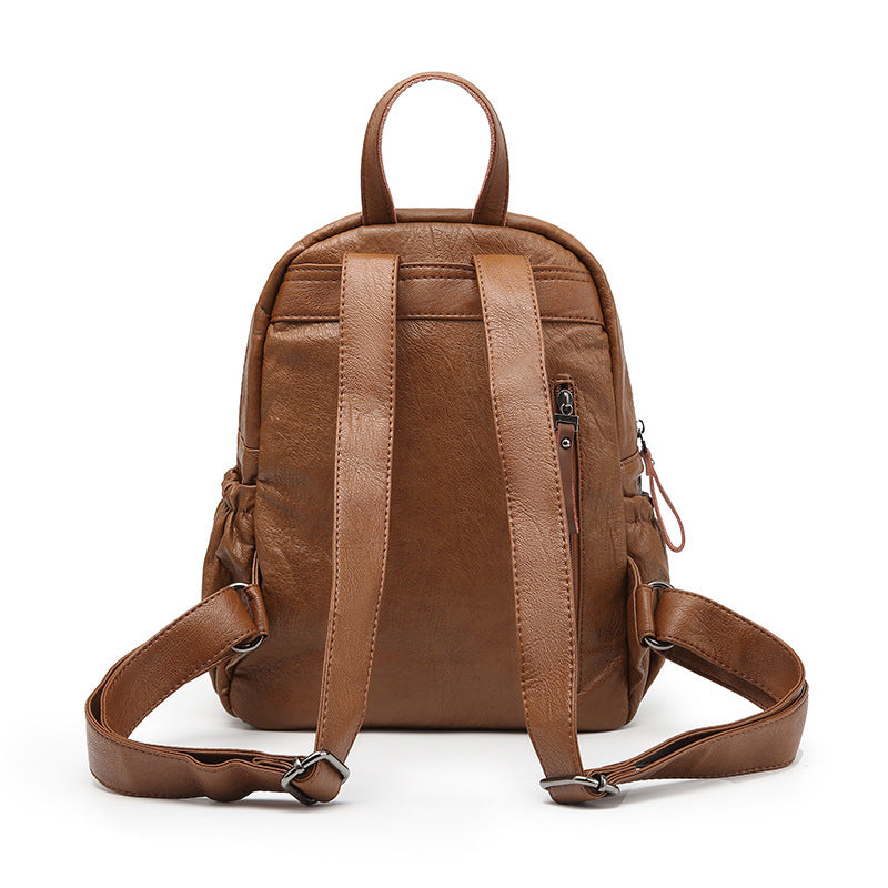 Korean Style Soft Leather Simple Trendy Backpacks