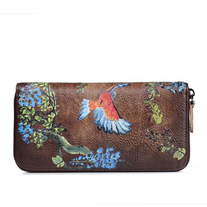 Women's Long Single Zipper Retro Large Capacity Ladies Wallets