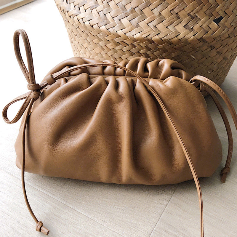 Women's Cloud Soft Leather Cow Dumpling Clutch Crossbody Bags