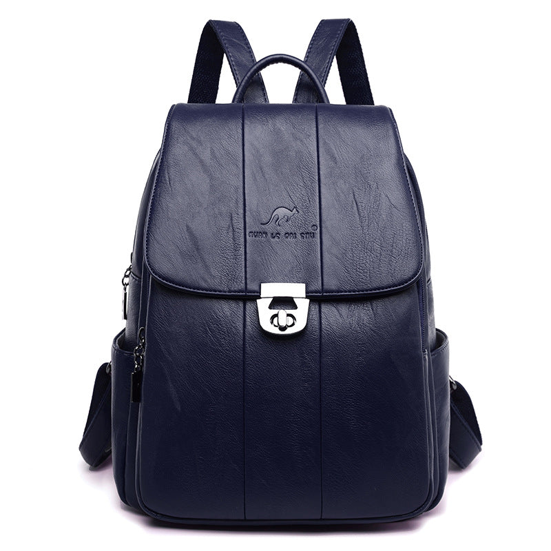 Slouchy Cool Cowhide Preppy Style Leisure Backpacks