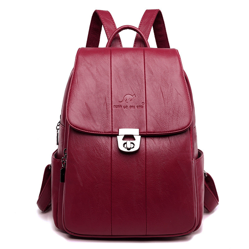 Slouchy Cool Cowhide Preppy Style Leisure Backpacks