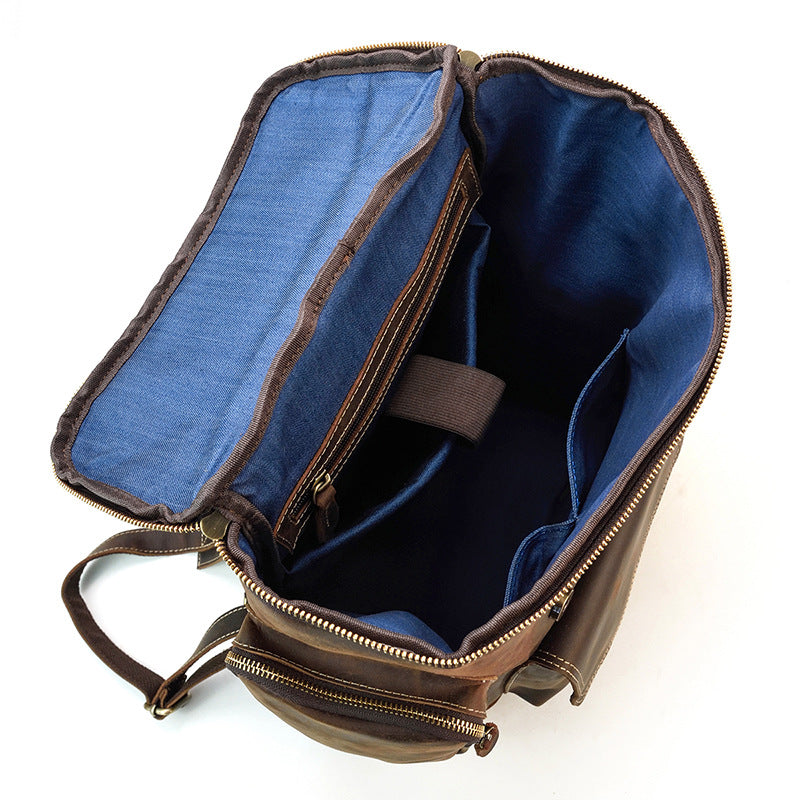 Men's Leather Crazy Horse First Layer Cowhide Backpacks