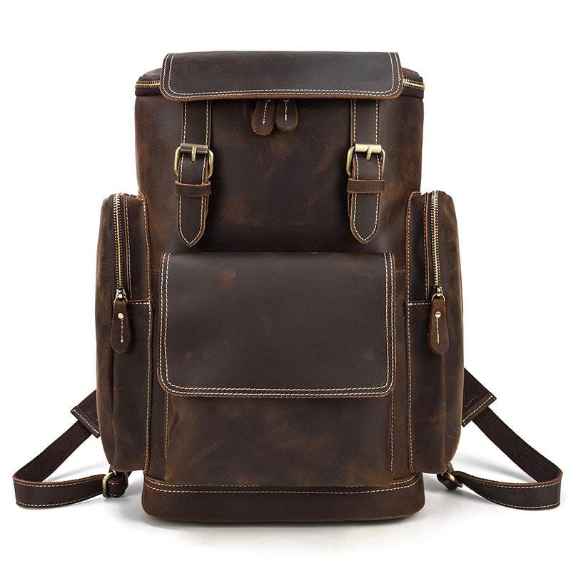 Men's Leather Crazy Horse First Layer Cowhide Backpacks
