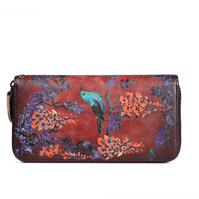 Women's Long Single Zipper Retro Large Capacity Ladies Wallets