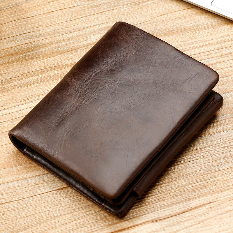 Men's Multifunctional Retro Oil Wax Skin Genuine Men's Wallets