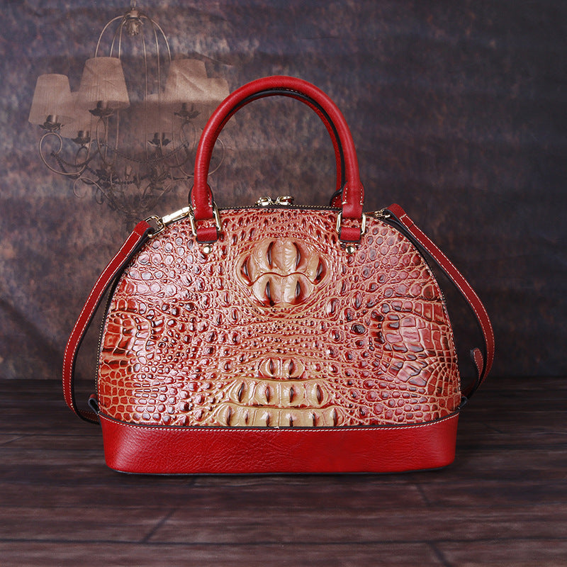 Women's Retro First Layer Cowhide Artificial Brushed Shoulder Bags