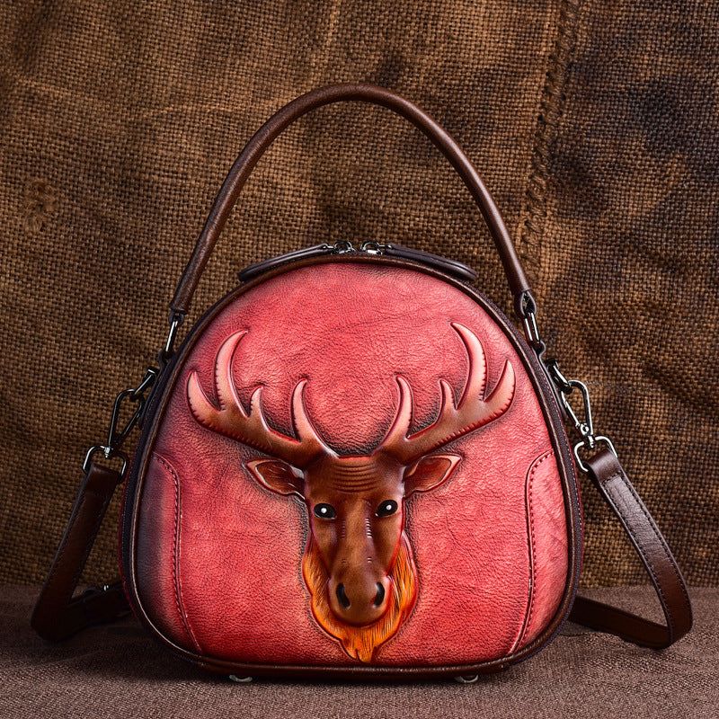 Women's First Layer Cowhide Retro Personality Fashion Handbags