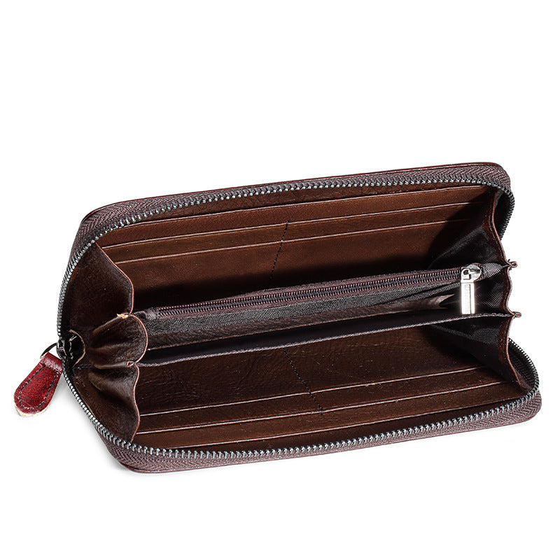 Leather Zipper Retro Top Layer Long Clutch Ladies Wallets