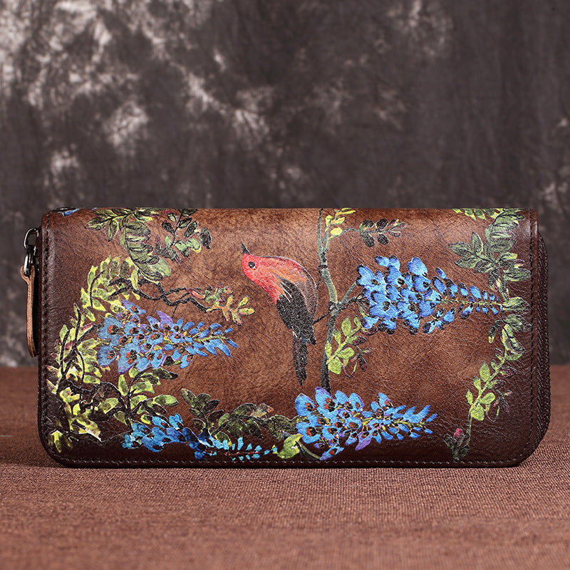 Women's Long Single Zipper Retro Large Capacity Ladies Wallets