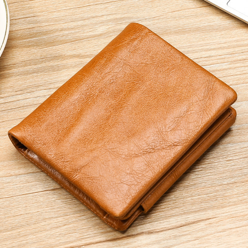 Men's Multifunctional Retro Oil Wax Skin Genuine Men's Wallets