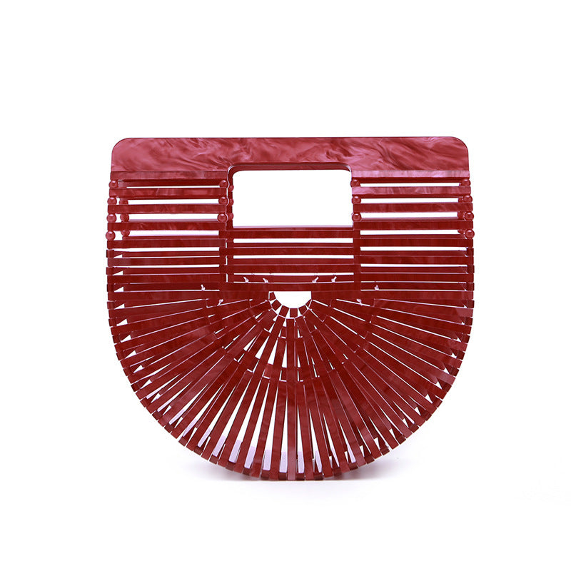 Women's Acrylic Hand-knitted Creative Basket Clutch Striped Evening Bags