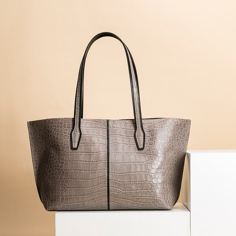Women's Source Genuine Leather Portable Crocodile Pattern Handbags