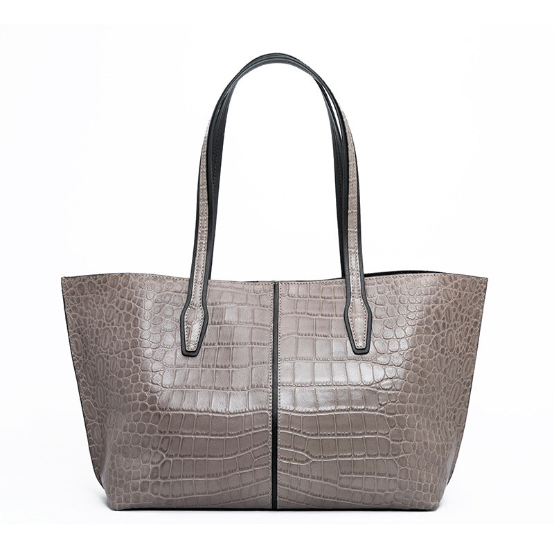 Women's Source Genuine Leather Portable Crocodile Pattern Handbags