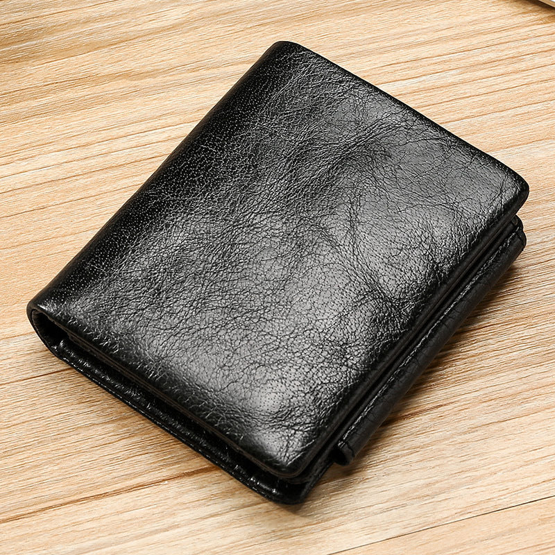 Men's Multifunctional Retro Oil Wax Skin Genuine Men's Wallets