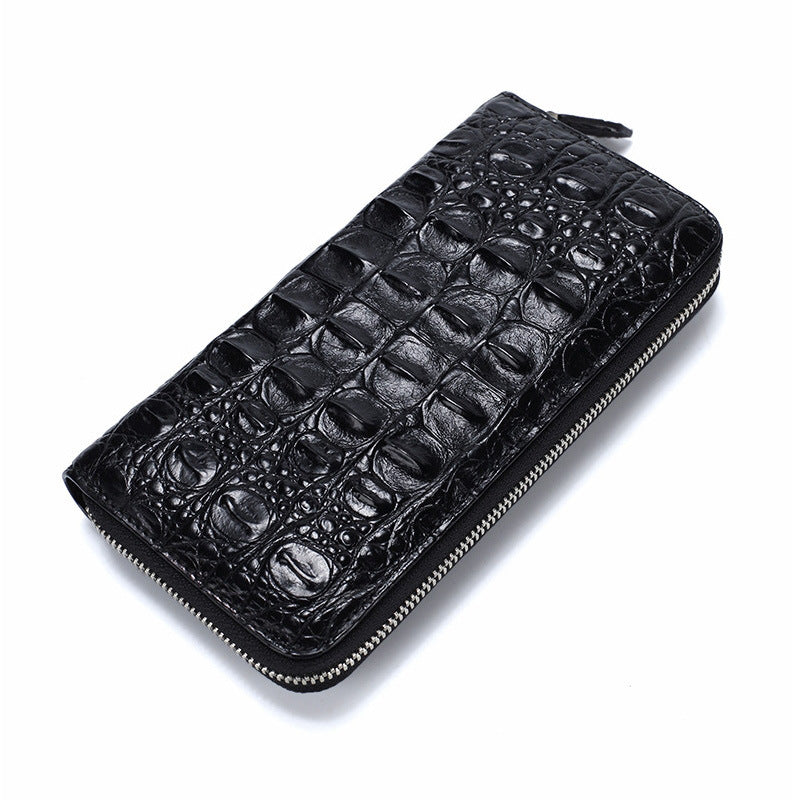 Men's Siamese Crocodile Fish Leather Clutch Large Men's Handbags