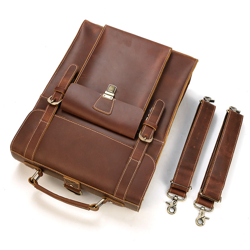 Men's Leather Vintage Clamshell Crazy Horse Backpacks