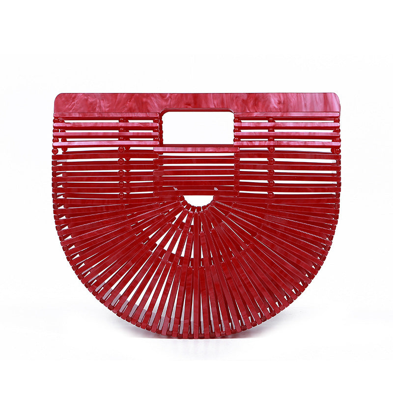 Women's Acrylic Hand-knitted Creative Basket Clutch Striped Evening Bags